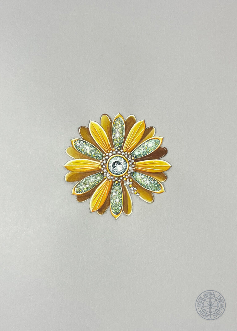 GOUACHÉ DESSIN BROCHE MARGUERITE