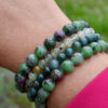 bracelet zoïsite rubis prehnite agathe pierres naturelles