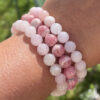 Bracelet morganite rhodochrosite pierres naturelles paris