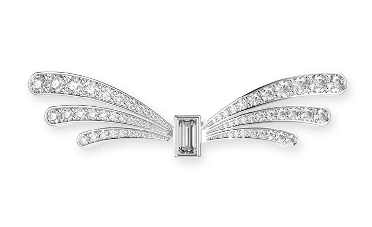 DESSIN 3D MODELISATION BROCHE PAPILLON DIAMANTS OR BLANC