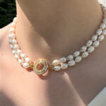 COLLIER FEMME PERLES MARIAGE ENFILAGE FLEUR ARGENT