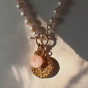 collier marin perles de culture beryl rose enfilage