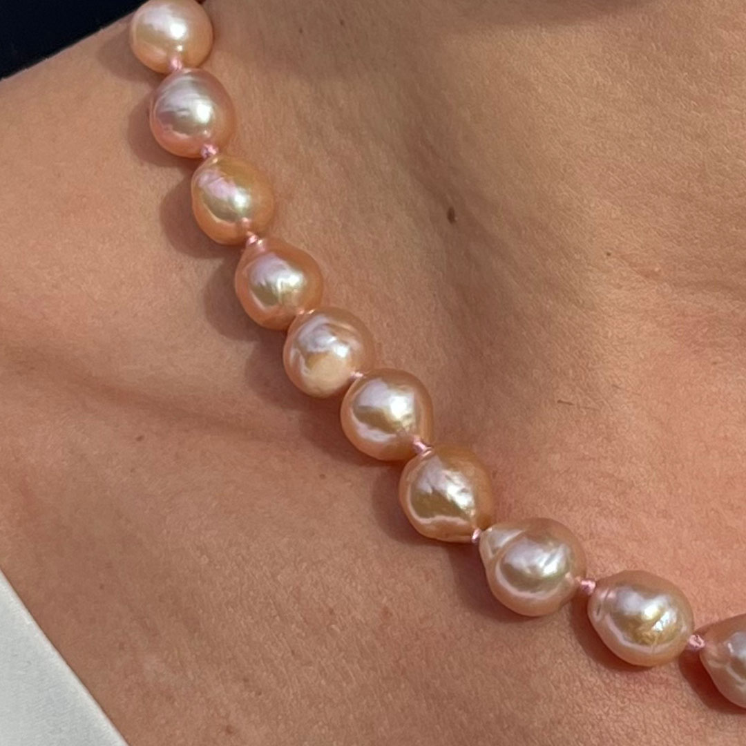 PERLES ROSE POIRE ENFILAGE COLLIER MARIAGE FEMME