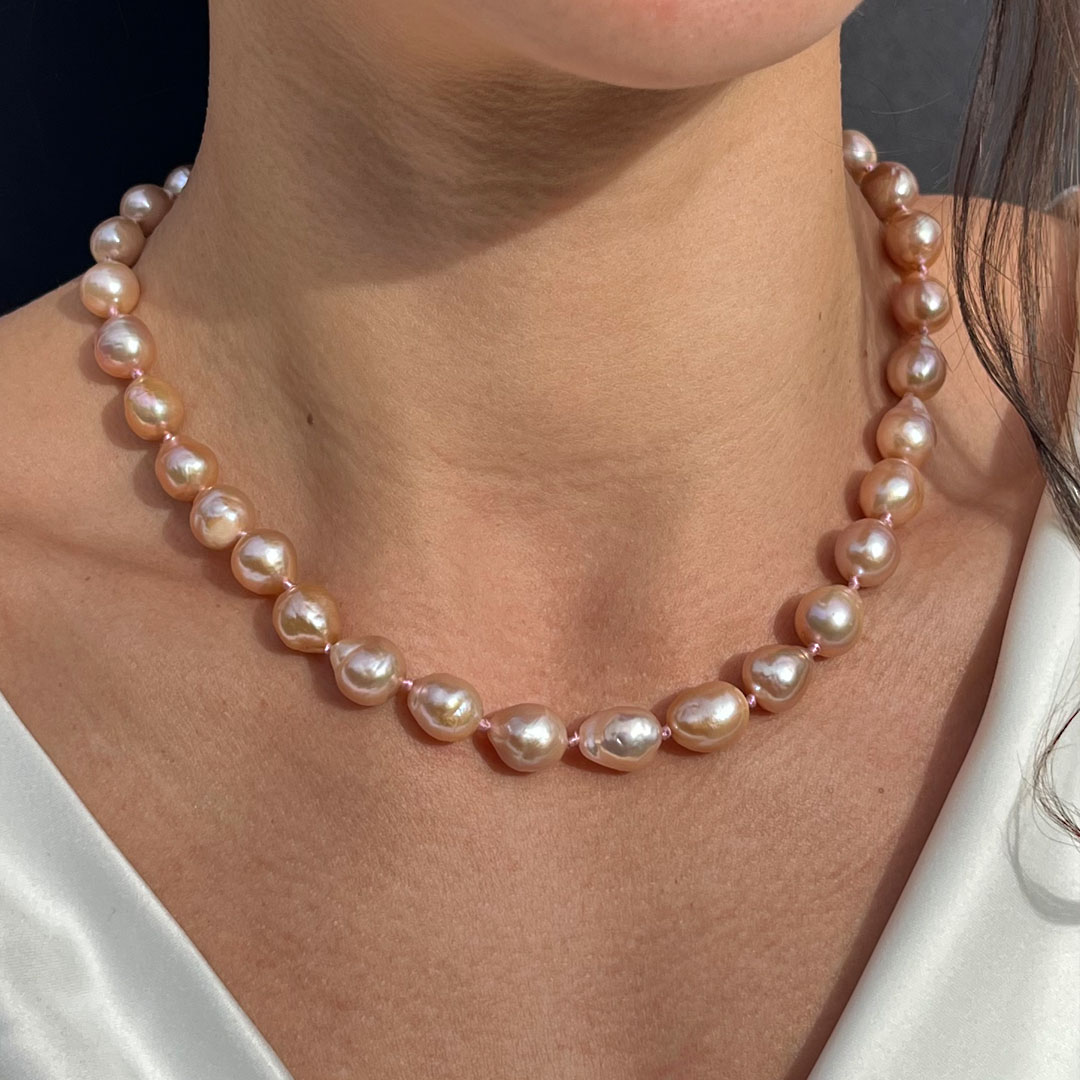 COLLIER PERLES POIR ROSE ENFILAGE FEMME MARIAGE