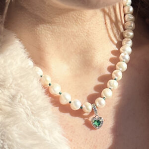 collier perles culture coeur saint valentin femme